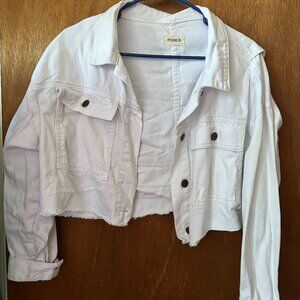 White Denim Crop Jacket